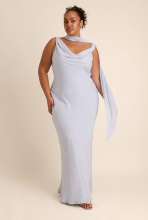 Six Stories Plunge Cowl Chiffon Bridesmaid Dress in Pale Blue at Nordstrom, Size 8