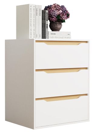 VCM Cofre De Madera De Cajones Aparador Con Cajones Mesita De Noche Dimensiones Aprox. Al. 78 X An. 65 X P. 48 Cm - Malira L (blanco / Roble De Miel) - Vc