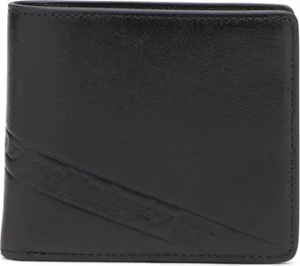 Diesel Bi-fold leather wallet with embossed logo - Small Wallets - Man - Black