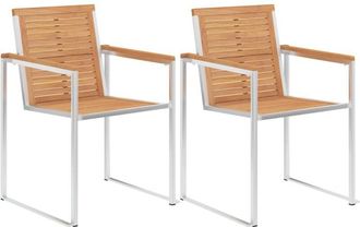 vidaXL Vidaxl - Sillas De Jard&iacute;n 2 Uds Madera Maciza De Teca Y Acero Inoxidable