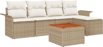 vidaXL Conjunto De Sof&aacute; De Jard&iacute;n 6 Pcs Beige Polirat&aacute;n Vidaxl