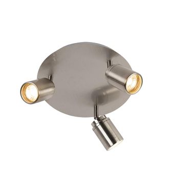 QAZQA Qazqa Moderno Foco Moderno Para Ba&ntilde;o De Acero 3 Luces Ip44 - Ducha Acero Redonda Adecuado Para Led Max. 3 X 35 Watt