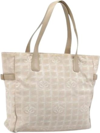 Chanel Pre-owned Tote Bags, female, Beige, Size: ONE SIZE Pre-owned Nylon Tote Bag