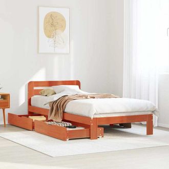vidaXL Estructura De Cama Sin Colch&oacute;n Madera Maciza Marr&oacute;n 90x190 Cm Vidaxl