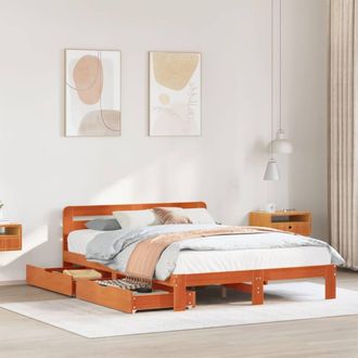 Berkfield Home Bed Frame without Mattress Wax Brown 150x200 cm King Size Solid Wood Pine