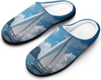 Generic Nautical Yacht Aquatic Coastal Womens Slippers Winter Warm House Shoes Indoor Outdoor Hotel Slipper