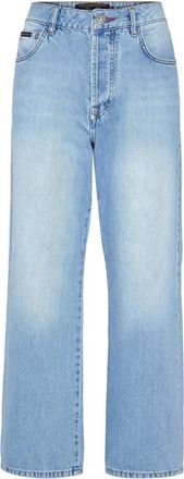 Philipp Plein Denim Broeken Loose Fit Iconic - Dames - Cropped Jeans - Blauw - W26 - Denim - Jeans