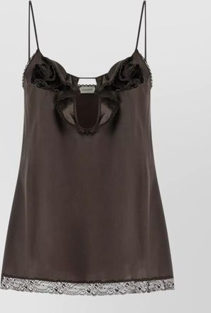 Magda Butrym keyhole lace top ruffle detail straps