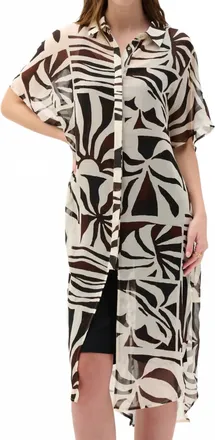 Joseph Ribkoff Tropical Print Straight Blouse In Beige/multi