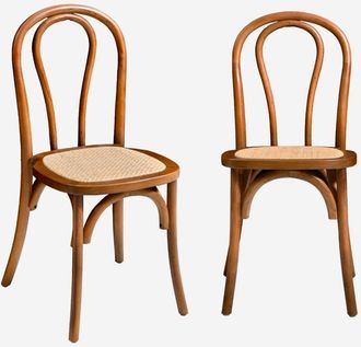 Sweeek Silla Vintage De Madera Y Rat&aacute;n, Set De 2