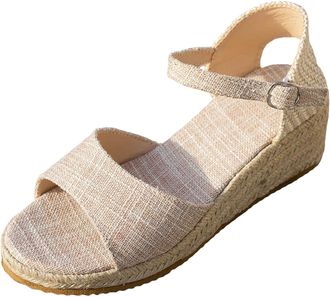 Generic Womens Platform Espadrille Wedge Sandals Open Toe Sandals Orthopedic with Arch Support Comfortable Running Padded Footbed Platform Sandal