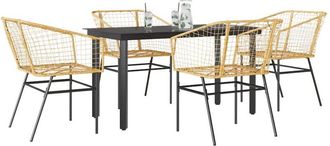 vidaXL Juego De Comedor Jard&iacute;n 5 Piezas Rat&aacute;n Sint&eacute;tico Marr&oacute;n Vidaxl