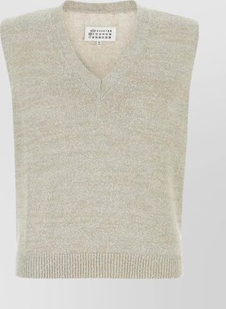 Maison Margiela cotton blend v neck sleeveless vest