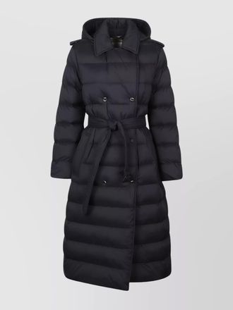 Burberry long quilted down jacket with detachable hood