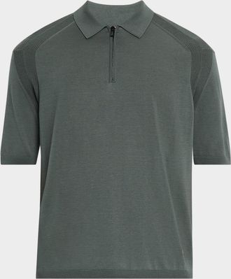 Emporio Armani Mens Quarter Zip Polo Shirt
