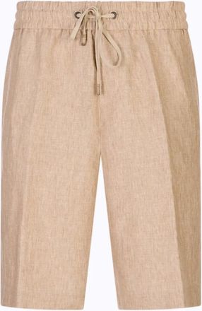 PESERICO Linen Canvas Jogger Bermuda Shorts - male - Peserico - Casual Shorts - Brown - XL - Shorts