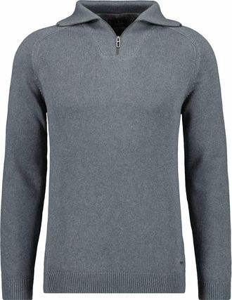 Ragman Troyer RAGMAN, Herren, Gr. 60, grau (grau, melange), Strick, 100% Baumwolle, hoch geschlossener Ausschnitt, Pullover Troyer