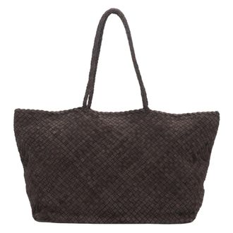 Estro & Luminara Tote Bags, female, Brown, Size: ONE SIZE Woven Velour Shopper Bag