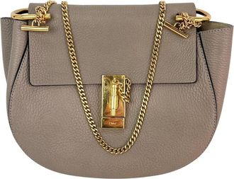 Chlo&eacute; Chloe Small Drew Gray Grained Lambskin Leather Shoulder Cross-body Bag