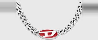 Diesel Red enamel chain necklace - Necklaces - Unisex - Silver