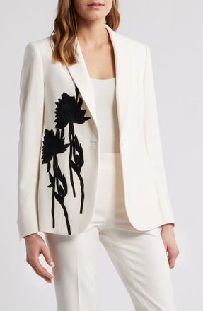 Anne Klein Appliqu&eacute; Blazer in White Dove/Anneblack at Nordstrom, Size 16