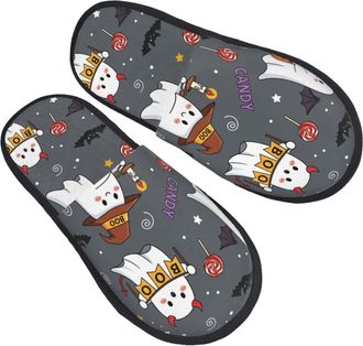 Generic Comfortable House Slipper Halloween Ghost Pumpkin Cotton Slipper Warm Winter Slippers for Travel Ladies Indoor L