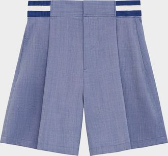 Loewe Men & apos;s Pleated Wool-Blend Shorts