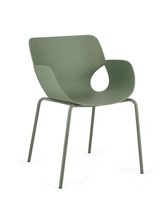 BIZZOTTO Silla de comedor de acero verde y polipropileno