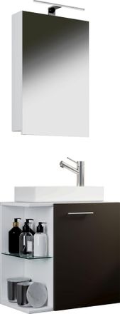 ebuy24 Ebuy24 - Set Vcm De 3 Piezas Lavadero Para Invitados Wc Ba&ntilde;o De Invitados Wc De Lavabo Set De Ba&ntilde;o - Hausa Sc (blanco / Antracita)