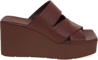 Vic Mati&eacute; Travel Wedge Sandaal - Dames - Sleehakken - Bruin - 40 EU - Leer - Schoenen