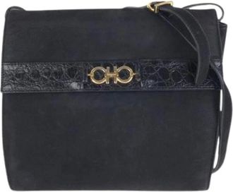 Ferragamo Pre-owned Cross Body Bags, female, Black, Size: ONE SIZE Pre-owned Suede Shoulder Bag
