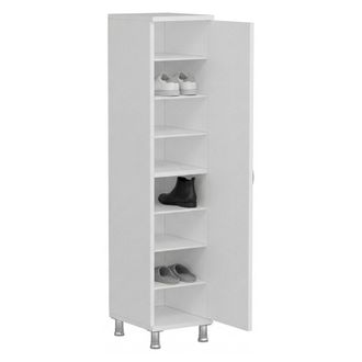 Dmora Armario Multiuso 1 Puerta Noepoli, 8 Estantes, Una Puerta, 8 Compartimentos, 29x130h Cm Blanco
