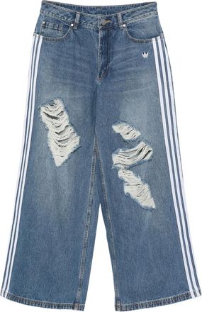 adidas Gestreepte jeans met gerafeld detail - Blauw