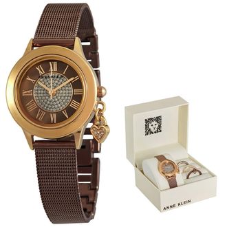 Anne Klein Ladies Swarvoski Crystal Brown Dial Watch AK/3501BRST