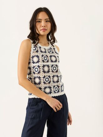 Fat Face FatFace Sooz Ivory Crochet Knitted Tank Top