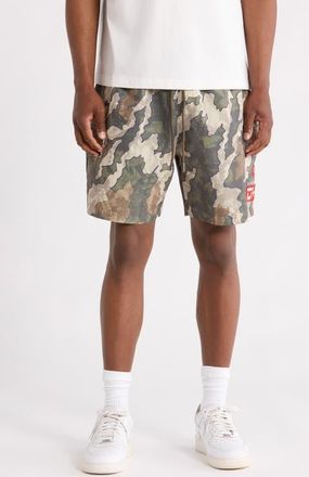 Criminal Damage Camo Nylon Shorts in Green/red at Nordstrom, Size Xx-Large