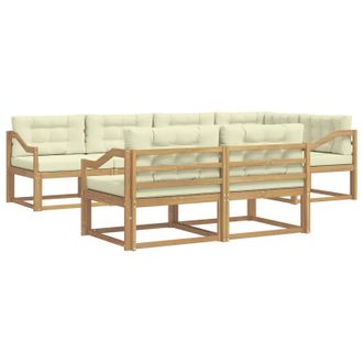vidaXL Conjunto De Sof&aacute;s De Exterior 6 Pcs Blanco Y Crema Poli&eacute;ster Vidaxl