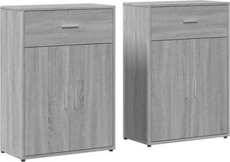 vidaXL Vidaxl - Credenze 2 pz Grigio Sonoma 60x30x84 cm in Legno Multistrato