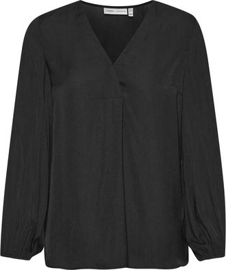 Inwear Zwarte V-hals Blouse Rinda IW Stijl - Dames - Blouses - Zwart - 2XS - Polyester - Overhemden