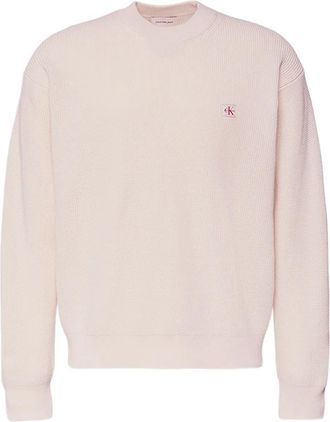 Calvin Klein Trui met ronde hals en logo - Beige