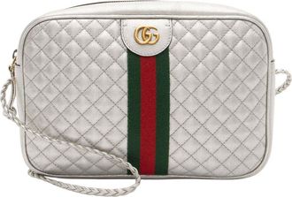Gucci Metallic Quilted Web Trapuntata Small Shoulder Bag (Authentic Pre-Loved)
