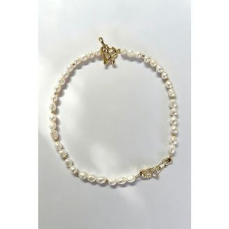Classicharms Molten Gold Heart Pearl Necklace at Nordstrom