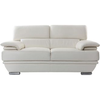 Miliboo Miliboo - Divano bianco in pelle design 2 posti con poggiatesta reclinabile ewing