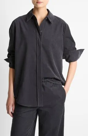 Vince Oversize Cotton Corduroy Button-Up Shirt in Graphite at Nordstrom Rack, Size Medium