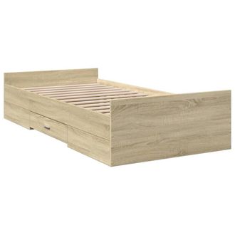 Berkfield Home Modern Bed Frame with Drawers without Mattress Sonoma Oak 90x190 in Light Brown | Size: Single