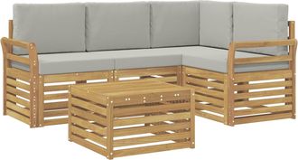 vidaXL Conjunto De Sof&aacute;s De Exterior 5 Uds. Blanco Y Gris Claro Vidaxl