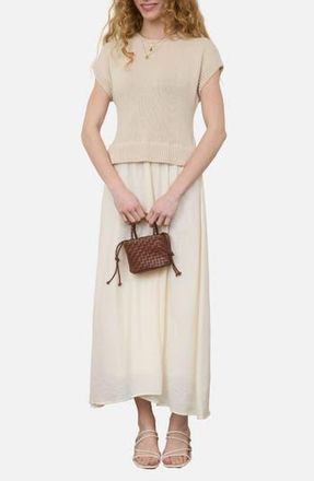August Sky Mixed Media Midi Dress in Natural at Nordstrom Rack, Size Medium