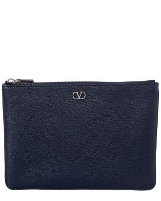 Valentino Vlogo Signature Leather Pouch