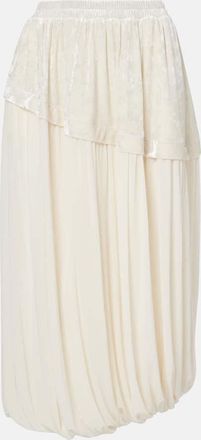 Xu Zhi Layered velvet-trimmed midi skirt