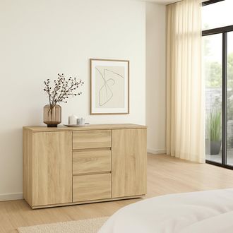 Dmora Dmora - Aparador Con Puertas Y Cajones, Color Roble, 119,45 X 83,7 X 40 Cm, Con Embalaje Reforzado